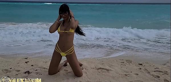  Sesión de fotos en cancun con Mia Marin y enseña todo